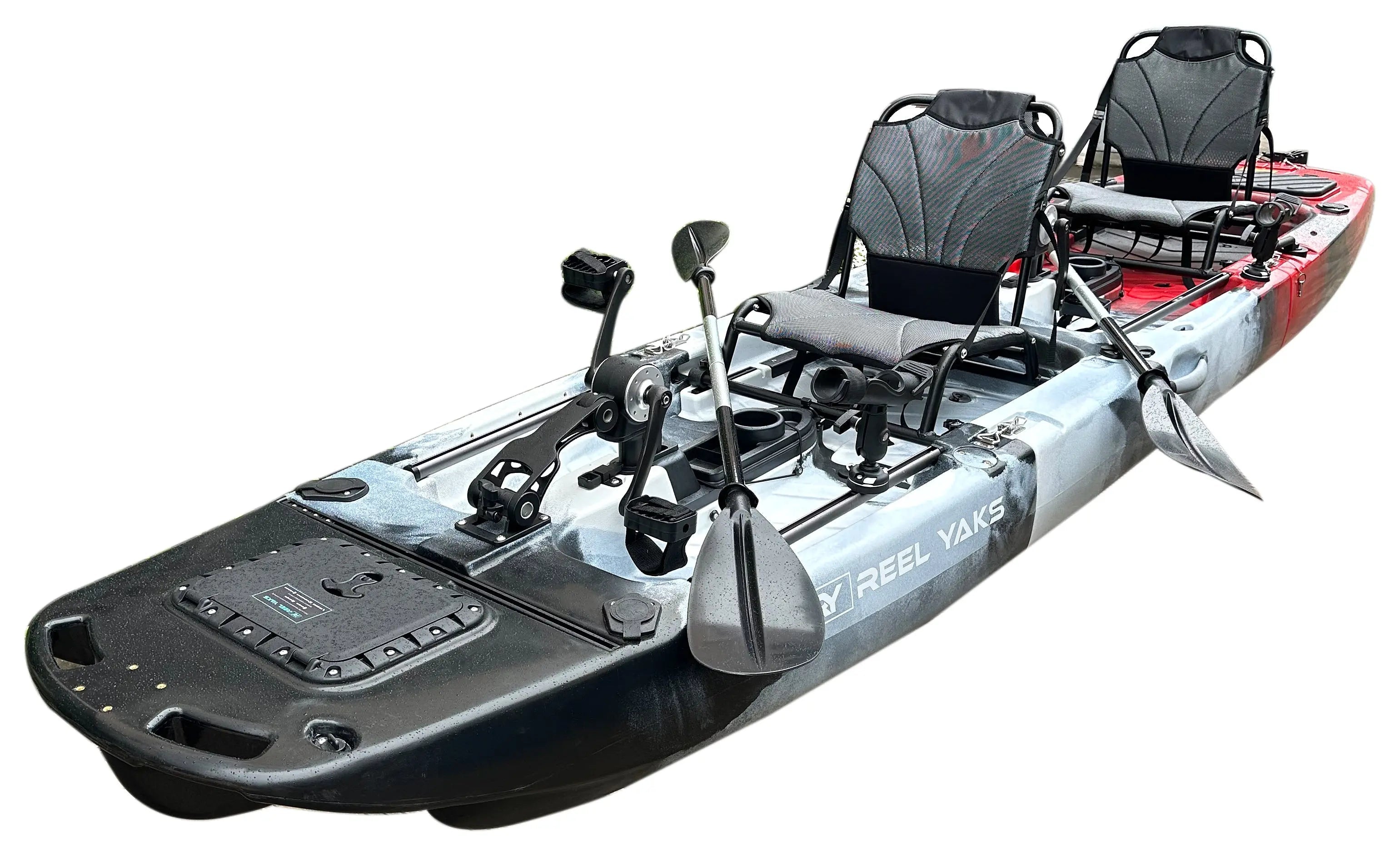 14ft Raider Tandem & Solo Modular Propeller Drive Pedal Fishing Kayak | 530lbs Capacity | 3 Piece