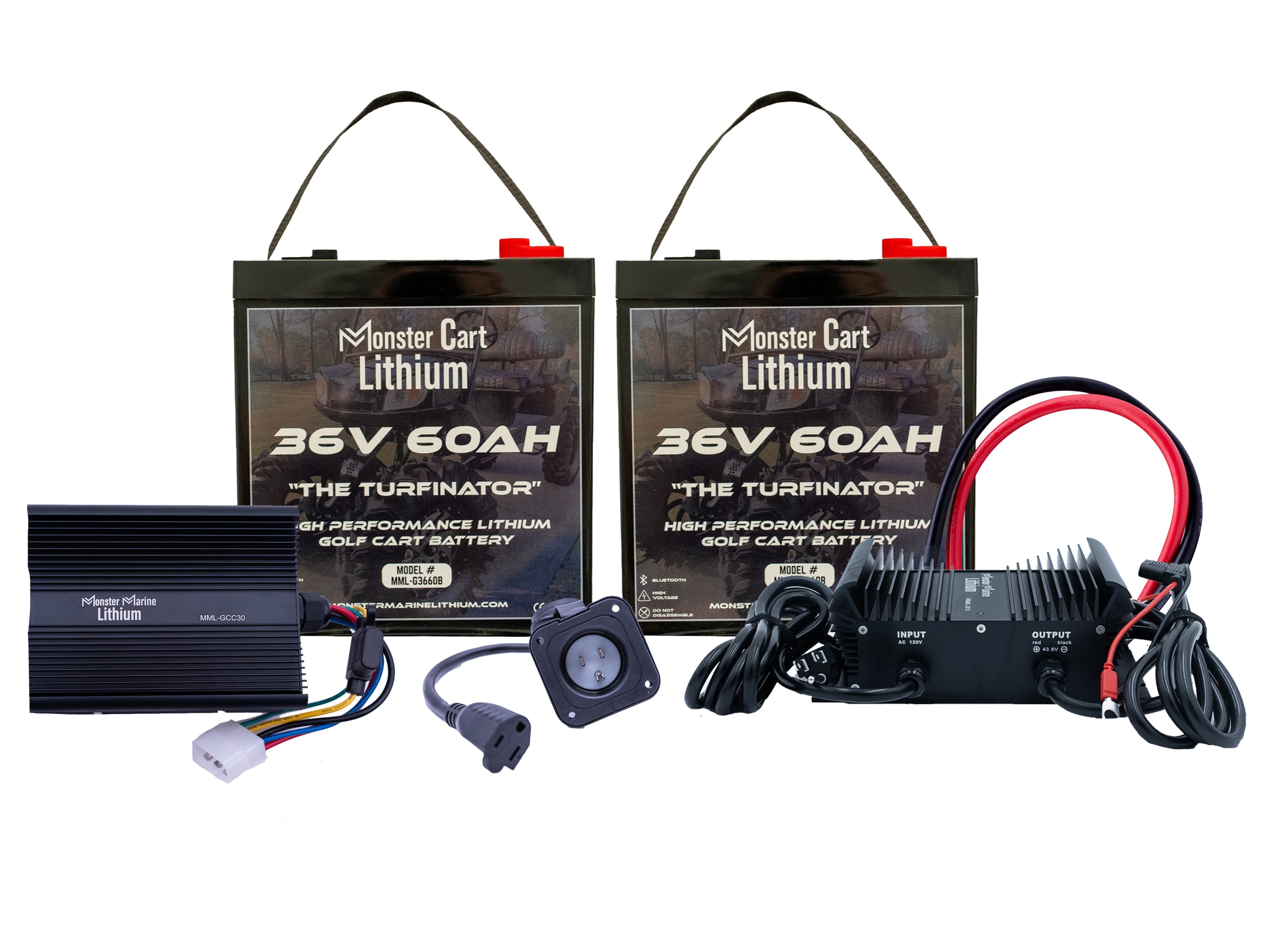 LARGE BUNDLE 36v 120Ah- (2) 36V 60AH LITHIUM BATTERY & 36V 15A WATERPROOF CHARGER