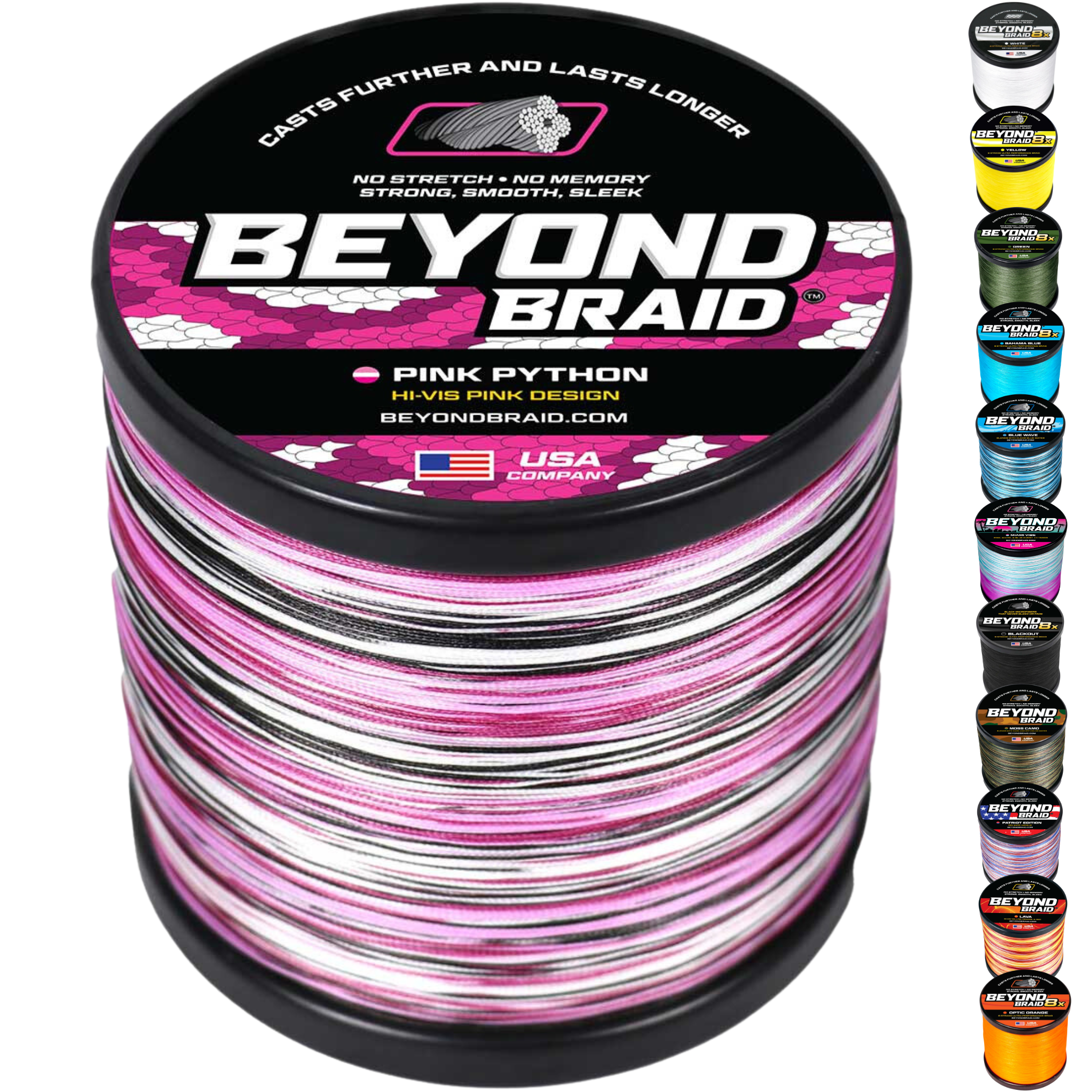 Beyond Braid Pink Python Hi-Vis Braided Fishing Line