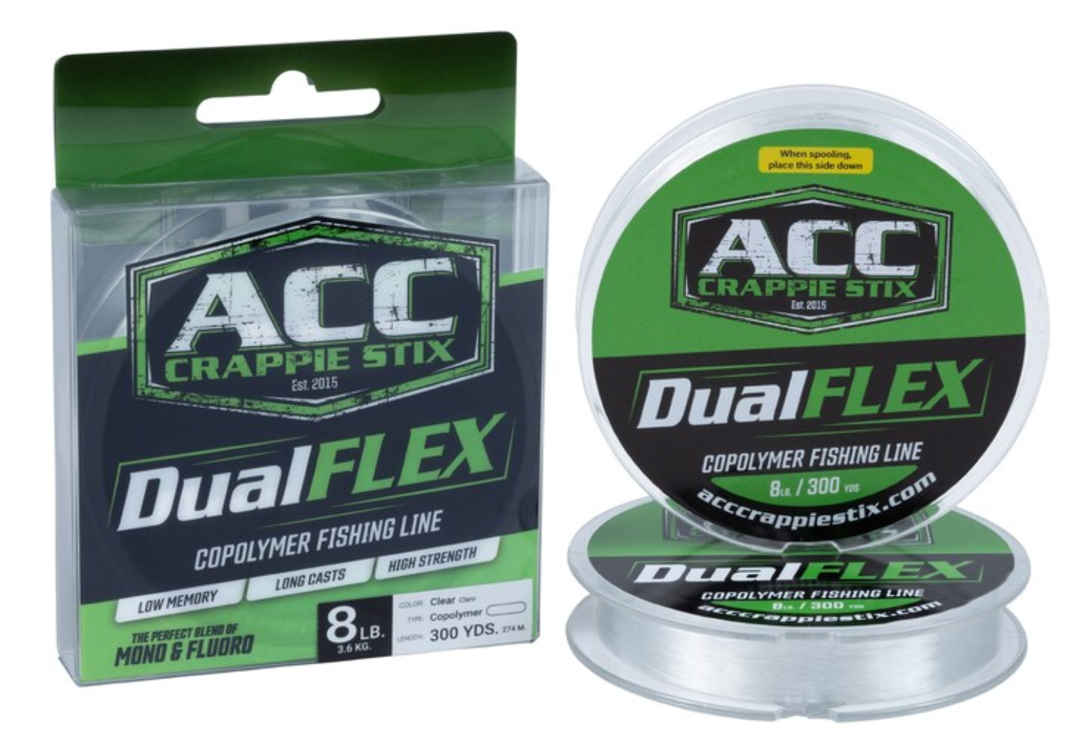 ACC Crappie Fishing Line DualFlex Co-Poly, 300 yd Clear 8 lb