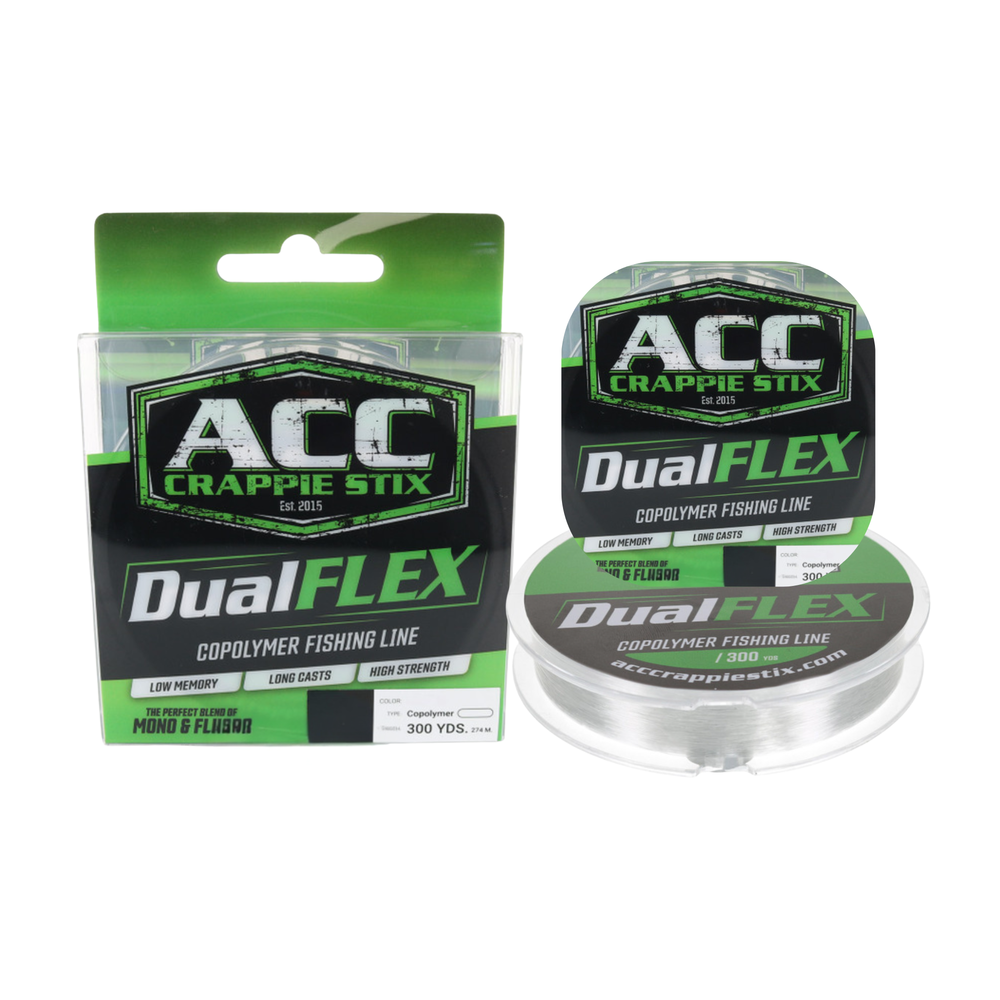 ACC Crappie Fishing Line DualFlex Co-Poly, 300 yd Clear 4 lb