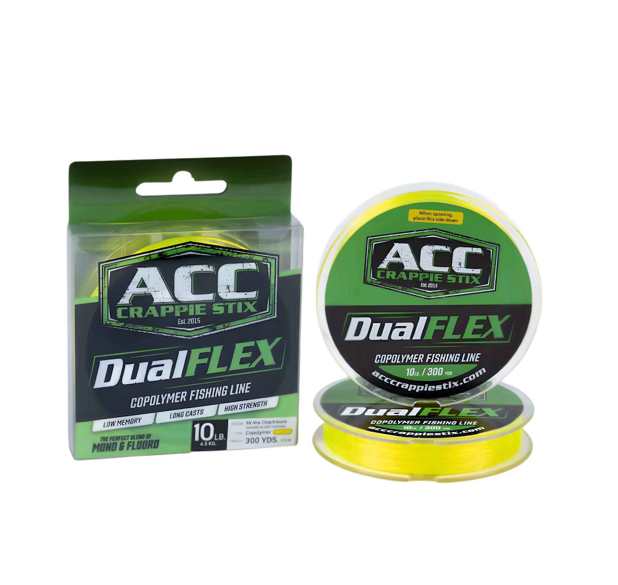 ACC Crappie Stix Fishing LIne DualFlex Co-Poly, 300 yd Chartreuse 10 lb