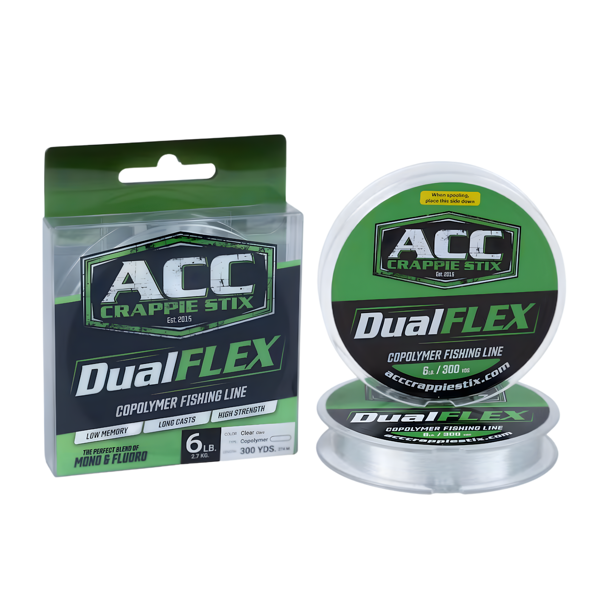 ACC Crappie Fishing Line DualFlex Co-Poly, 300 yd Clear 6 lb