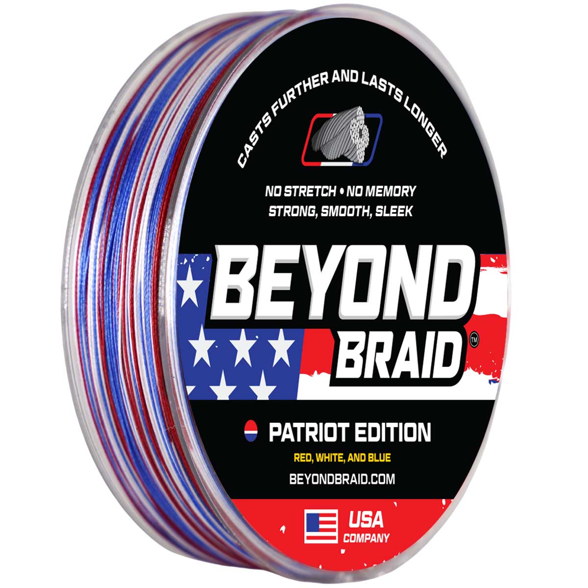 Beyond Braid Patriot Edition Braided Line - Red, White & Blue