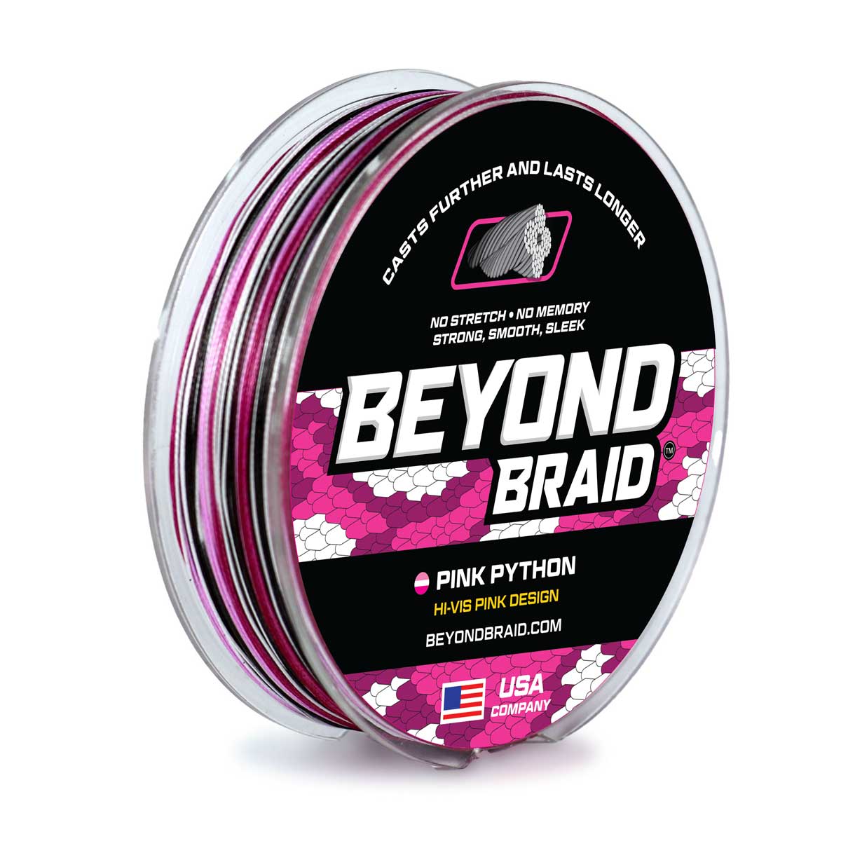 Beyond Braid Pink Python Hi-Vis Braided Fishing Line