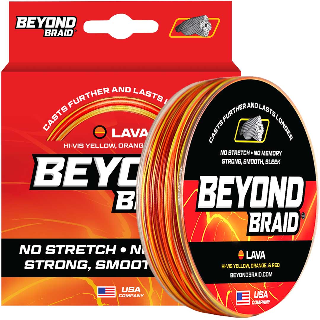 Beyond Braid Lava Hi-Vis Braided Line - Red, Orange & Yellow