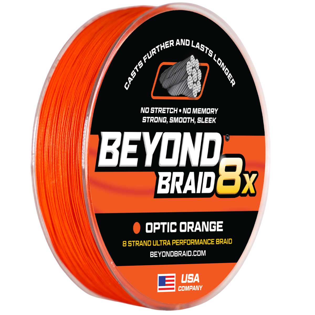 Beyond Braid Optic Orange 8X Ultra Performance 8 Strand Braided Line