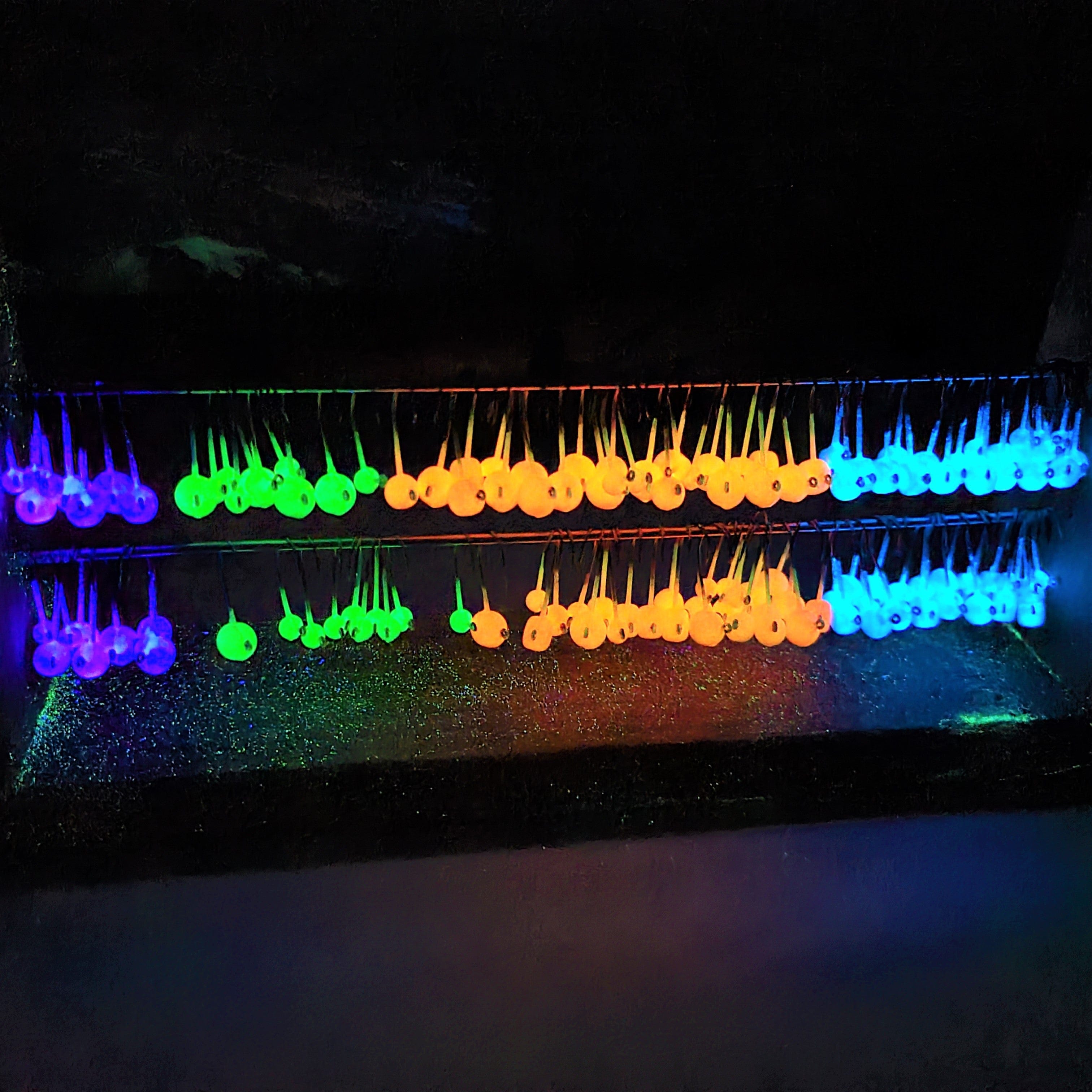 Glow Jig Heads - 1/32- 1/16 - 1/8 - 12 Pack - No Collar