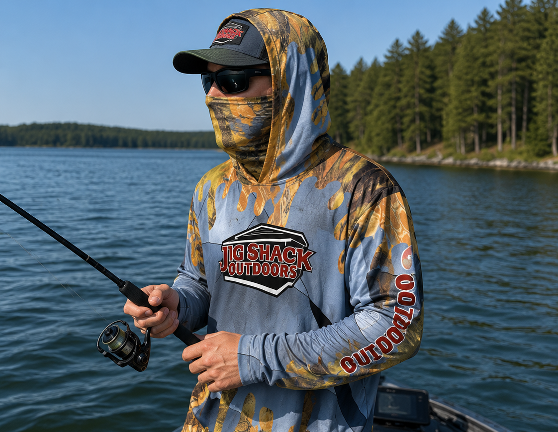 Jig Shack Outdoors Long Sleeve Dry Fit Hoodie with Face Mask